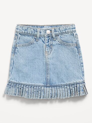 Old Navy High-Waisted Fringed-Hem Jean Skirt for Toddler Girls - Light Wash in Kuwait