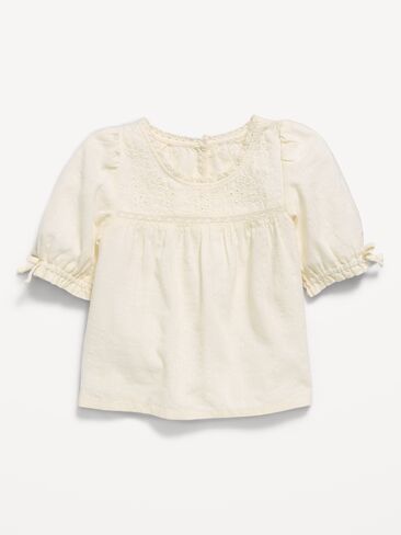 بلوزة Old Navy بأكمام قصيرة ومزينة بالدانتيل للفتيات الصغيرات - Creme De La Creme in Kuwait