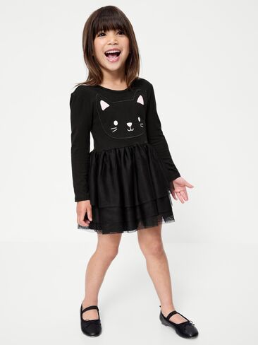 Old Navy Long-Sleeve Halloween Tutu Dress for Toddler Girls - Black Cat in Kuwait