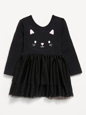 Old Navy Long-Sleeve Halloween Tutu Dress for Toddler Girls - Black Cat in Kuwait