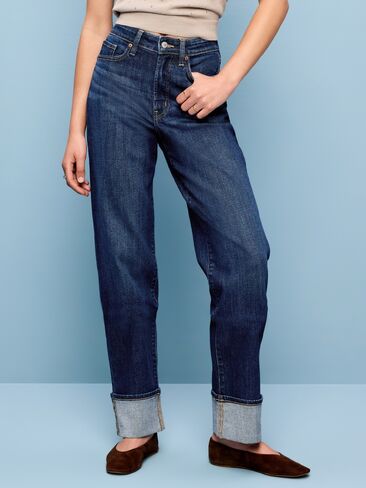 Old Navy جينز فضفاض عالي الخصر OG - غسيل داكن in Kuwait