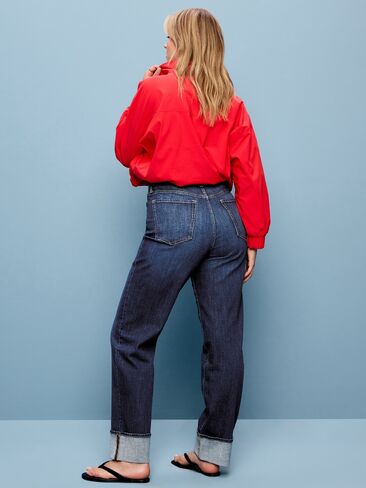 Old Navy جينز فضفاض عالي الخصر OG - غسيل داكن in Kuwait