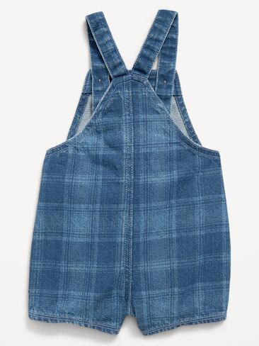 Old Navy Plaid Chambray Shortalls for Baby - Blue Plaid in Kuwait