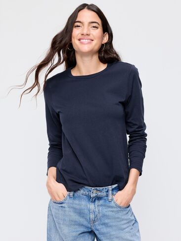 تي شيرت Old Navy EveryWear بأكمام طويلة - باللون البحري in Kuwait