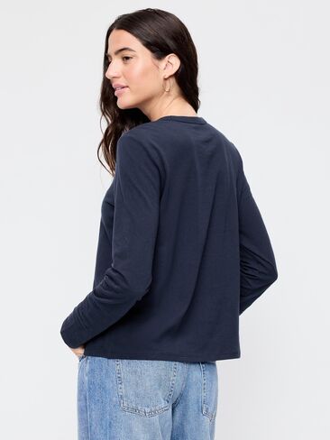 تي شيرت Old Navy EveryWear بأكمام طويلة - باللون البحري in Kuwait