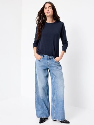 تي شيرت Old Navy EveryWear بأكمام طويلة - باللون البحري in Kuwait
