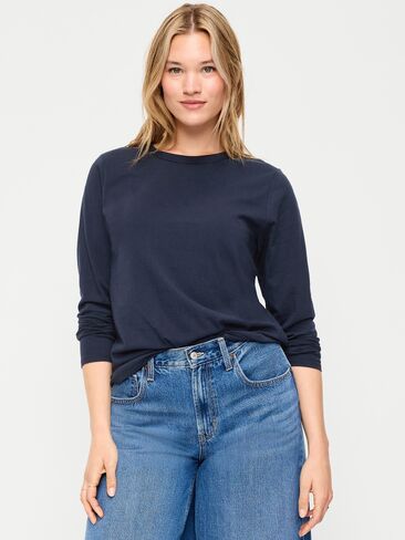 تي شيرت Old Navy EveryWear بأكمام طويلة - باللون البحري in Kuwait