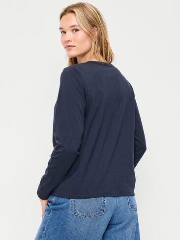 تي شيرت Old Navy EveryWear بأكمام طويلة - باللون البحري in Kuwait