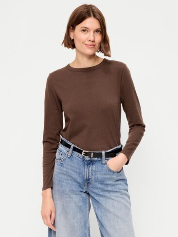 تي شيرت Old Navy EveryWear بأكمام طويلة - ترابي in Kuwait