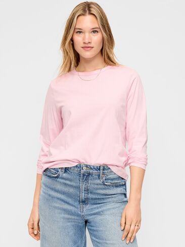 تي شيرت Old Navy EveryWear بأكمام طويلة - أحمر الخدود عليك in Kuwait