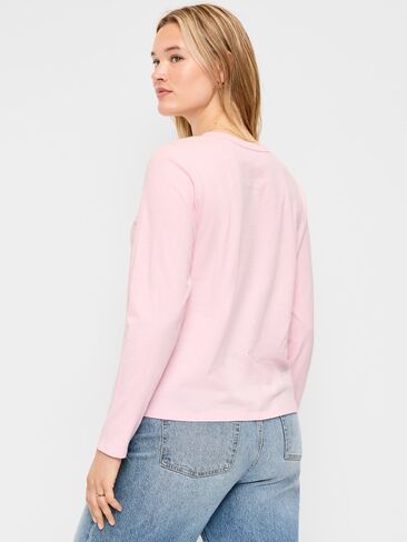 تي شيرت Old Navy EveryWear بأكمام طويلة - أحمر الخدود عليك in Kuwait