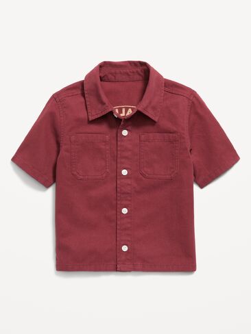Old Navy Short-Sleeve Boxy Shirt for Toddler Boys - Burgundy Dot in Kuwait