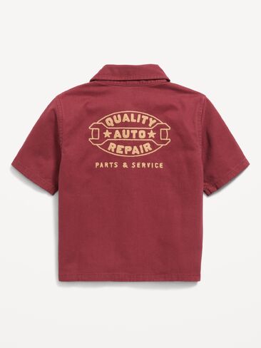 Old Navy Short-Sleeve Boxy Shirt for Toddler Boys - Burgundy Dot in Kuwait