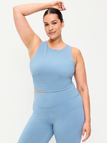 حمالة صدر رياضية Old Navy Light Support PowerChill برقبة عالية Racerback - أزرق طبيعي in Kuwait