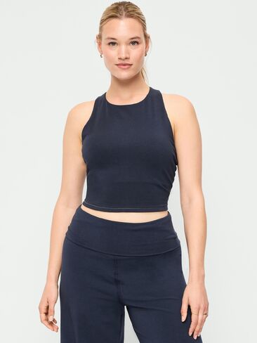 حمالة صدر رياضية بظهر متسابق ذات رقبة عالية ودعم خفيف من Old Navy - باللون الأزرق الداكن in Kuwait