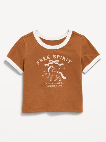 Old Navy Short-Sleeve Ringer Graphic T-Shirt for Toddler Girls - Redwood Burl in Kuwait