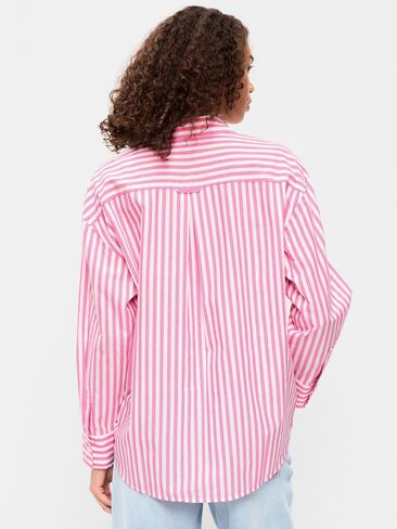 Old Navy Oversized Button-Down Boyfriend Shirt - White/Pink Stripe in Kuwait