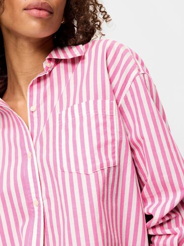 Old Navy Oversized Button-Down Boyfriend Shirt - White/Pink Stripe in Kuwait