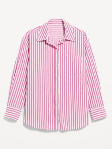 Old Navy Oversized Button-Down Boyfriend Shirt - White/Pink Stripe in Kuwait
