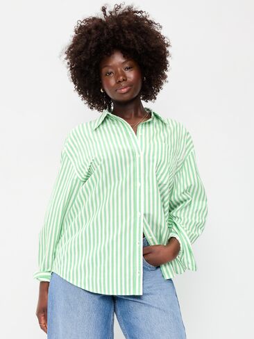 قميص Boyfriend ذو أزرار كبيرة الحجم من Old Navy - شريط أخضر in Kuwait