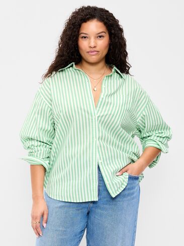 قميص Boyfriend ذو أزرار كبيرة الحجم من Old Navy - شريط أخضر in Kuwait