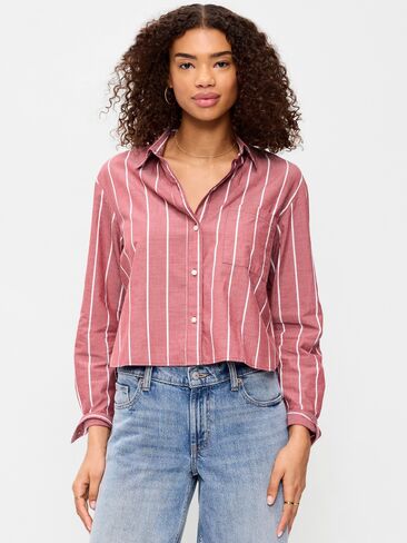 قميص Old Navy قصير بأزرار - شريط بورجوندي in Kuwait