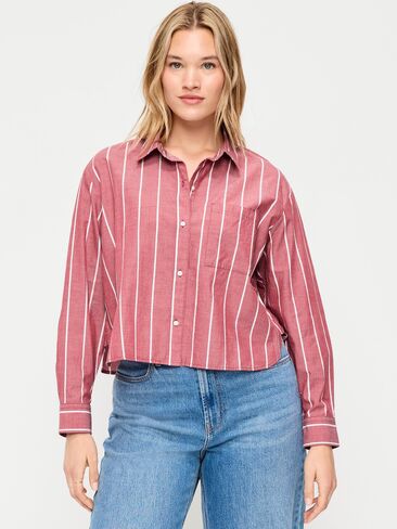 قميص Old Navy قصير بأزرار - شريط بورجوندي in Kuwait