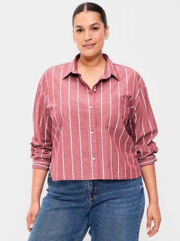 قميص Old Navy قصير بأزرار - شريط بورجوندي in Kuwait
