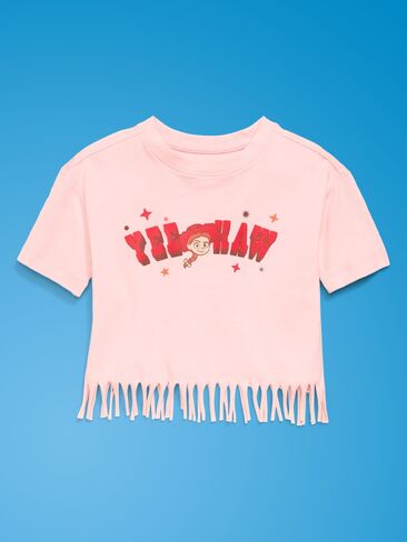 تي شيرت Old Navy Old Navy x Pixar Toy Story ذو حافة مهدبة للفتيات الصغيرات - وردي سماوي in Kuwait