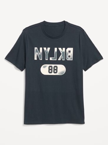 تي شيرت برسومات ذات رقبة دائرية ناعمة مغسولة من Old Navy - Dusk Navy in Kuwait