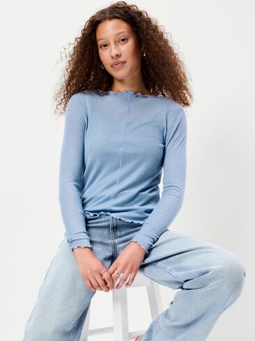 Old Navy Lettuce-Edge Tissue T-Shirt - Naturalist Blue in Kuwait