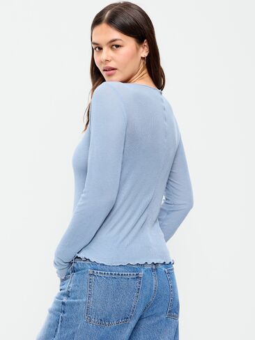 Old Navy Lettuce-Edge Tissue T-Shirt - Naturalist Blue in Kuwait