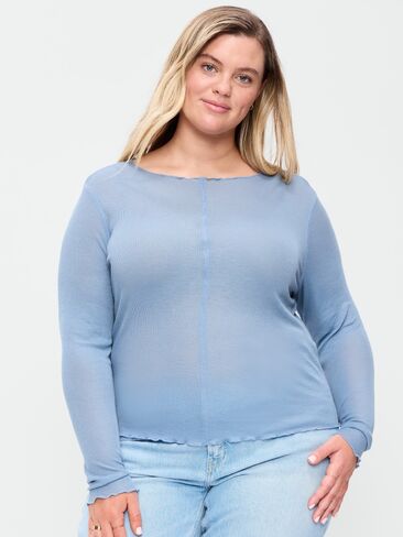 Old Navy Lettuce-Edge Tissue T-Shirt - Naturalist Blue in Kuwait