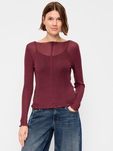 Old Navy Lettuce-Edge Tissue T-Shirt - Red Lacquer in Kuwait