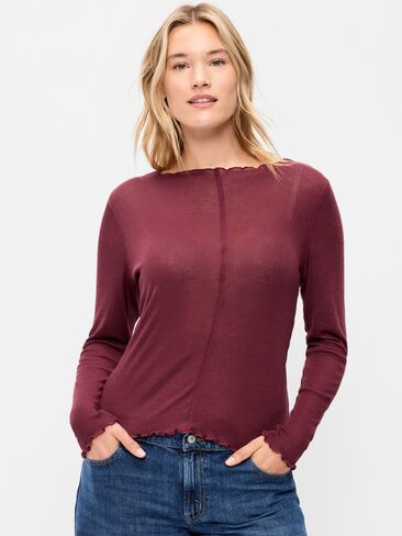 Old Navy Lettuce-Edge Tissue T-Shirt - Red Lacquer in Kuwait
