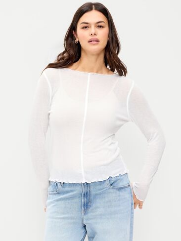 Old Navy Lettuce-Edge Tissue T-Shirt - White Lilies in Kuwait