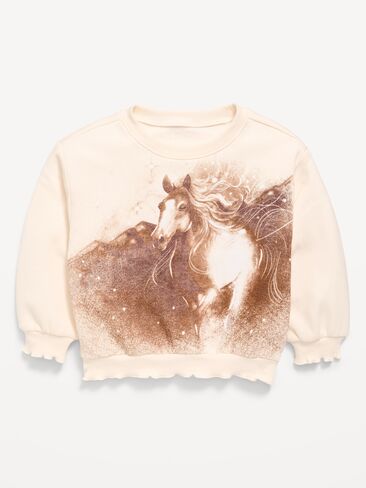 Old Navy Long-Sleeve Graphic Lettuce-Edge Sweatshirt for Toddler Girls - Creme De La Creme in Kuwait