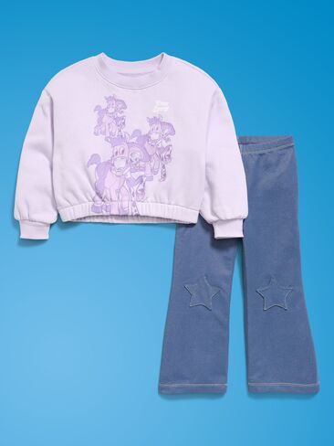 مجموعة سويت شيرت Old Navy Old Navy x Pixar Toy Story وبنطلون ضيق متوهج للفتيات الصغيرات - بتلات الأوركيد in Kuwait