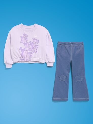 مجموعة سويت شيرت Old Navy Old Navy x Pixar Toy Story وبنطلون ضيق متوهج للفتيات الصغيرات - بتلات الأوركيد in Kuwait