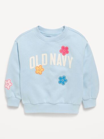 Old Navy Logo Graphic Sweatshirt for Toddler Girls - Blue Tranquility in Kuwait