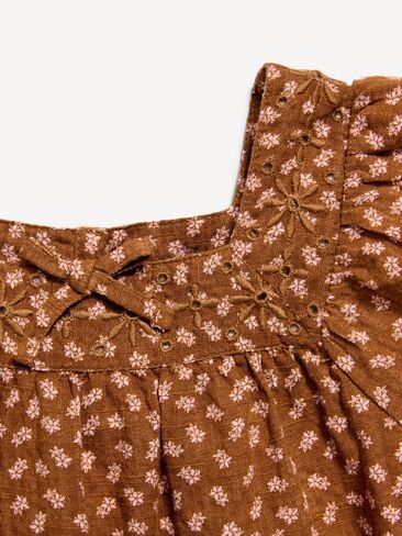 Old Navy Printed Short-Sleeve Dress for Toddler Girls - Brown Ditsy Floral in Kuwait