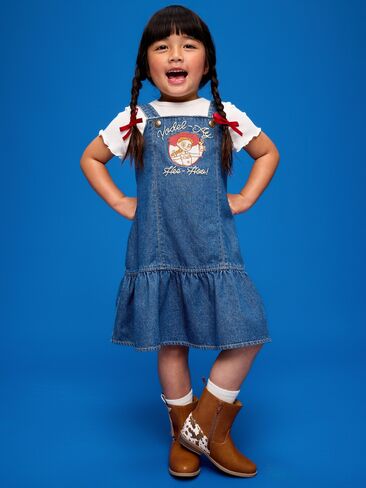 فستان Old Navy Old Navy x Pixar Toy Story Western Denim للفتيات الصغيرات - لون داكن in Kuwait