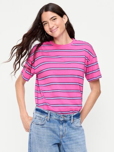 تي شيرت Old Navy Vintage برقبة دائرية - شريط وردي in Kuwait