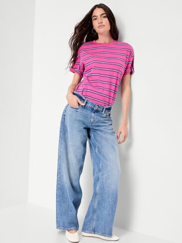 تي شيرت Old Navy Vintage برقبة دائرية - شريط وردي in Kuwait