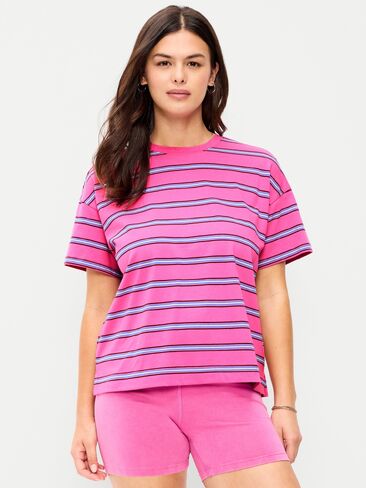 تي شيرت Old Navy Vintage برقبة دائرية - شريط وردي in Kuwait
