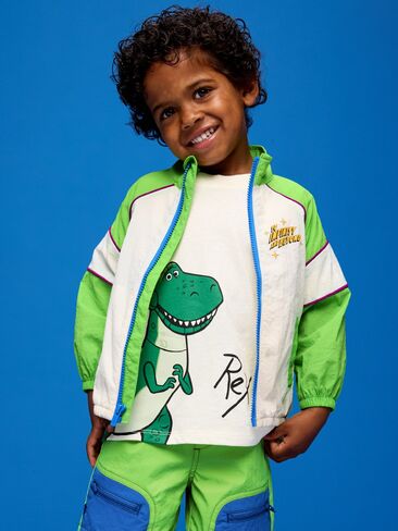 سترة واقية بسحاب كامل من Old Navy Old Navy x Pixar Toy Story للأولاد الصغار - ملح البحر/أخضر نيون in Kuwait