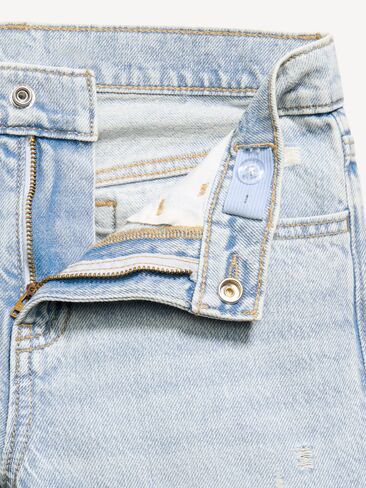 بنطلون جينز واسع وممزق عالي الخصر للبنات من Old Navy - مغسول فاتح (ممزق) in Kuwait