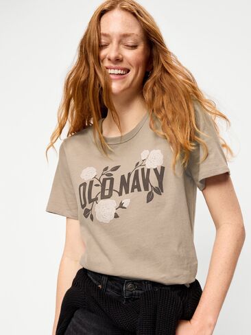 تي شيرت Old Navy EveryWear برقبة دائرية وشعار الماركة - شوكولاتة مملحة in Kuwait