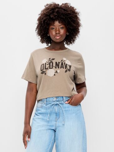 تي شيرت Old Navy EveryWear برقبة دائرية وشعار الماركة - شوكولاتة مملحة in Kuwait