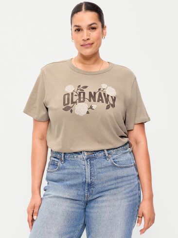 تي شيرت Old Navy EveryWear برقبة دائرية وشعار الماركة - شوكولاتة مملحة in Kuwait